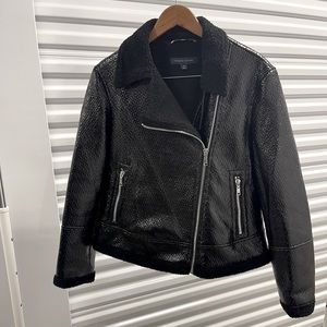 Tommy Hilfiger Black Fur Lined Aviator Jacket